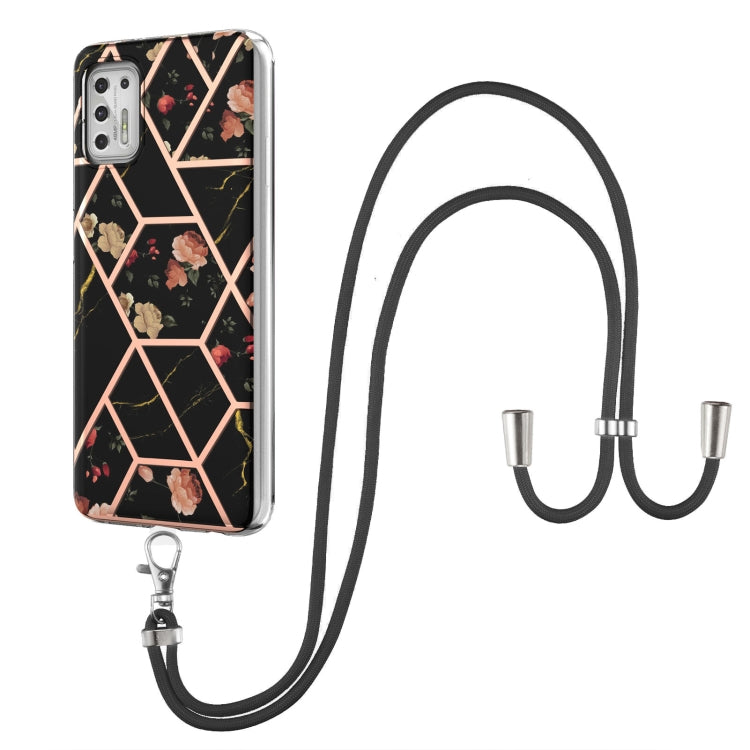 Electroplating Splicing Marble Flower Pattern TPU Shockproof Case with Lanyard, For LG Velvet 4G / Velvet 5G / G9, For Motorola Moto G Play 2021, For Motorola Moto G Power 2021, For Motorola Moto G Stylus 2021