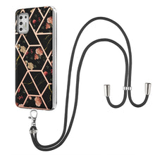 Load image into Gallery viewer, Electroplating Splicing Marble Flower Pattern TPU Shockproof Case with Lanyard, For LG Velvet 4G / Velvet 5G / G9, For Motorola Moto G Play 2021, For Motorola Moto G Power 2021, For Motorola Moto G Stylus 2021