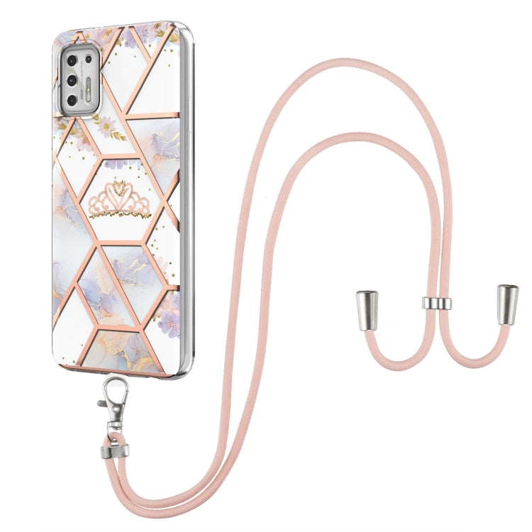 Electroplating Splicing Marble Flower Pattern TPU Shockproof Case with Lanyard, For LG Velvet 4G / Velvet 5G / G9, For Motorola Moto G Play 2021, For Motorola Moto G Power 2021, For Motorola Moto G Stylus 2021