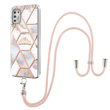 Load image into Gallery viewer, Electroplating Splicing Marble Flower Pattern TPU Shockproof Case with Lanyard, For LG Velvet 4G / Velvet 5G / G9, For Motorola Moto G Play 2021, For Motorola Moto G Power 2021, For Motorola Moto G Stylus 2021