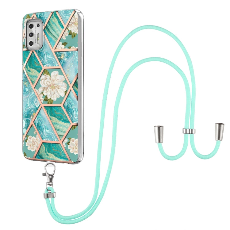 Electroplating Splicing Marble Flower Pattern TPU Shockproof Case with Lanyard, For LG Velvet 4G / Velvet 5G / G9, For Motorola Moto G Play 2021, For Motorola Moto G Power 2021, For Motorola Moto G Stylus 2021