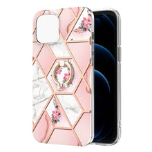 Load image into Gallery viewer, Electroplating Splicing Marble Flower Pattern TPU Shockproof Case with Rhinestone Ring Holder, For iPhone 13 mini, For iPhone 13, For iPhone 13 Pro, For iPhone 13 Pro Max, For iPhone 12 mini, For iPhone 12 / 12 Pro, For iPhone 12 Pro Max, For iPhone 11...