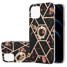 Load image into Gallery viewer, Electroplating Splicing Marble Flower Pattern TPU Shockproof Case with Rhinestone Ring Holder, For iPhone 13 mini, For iPhone 13, For iPhone 13 Pro, For iPhone 13 Pro Max, For iPhone 12 mini, For iPhone 12 / 12 Pro, For iPhone 12 Pro Max, For iPhone 11...