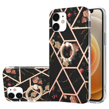 Load image into Gallery viewer, Electroplating Splicing Marble Flower Pattern TPU Shockproof Case with Rhinestone Ring Holder, For iPhone 13 mini, For iPhone 13, For iPhone 13 Pro, For iPhone 13 Pro Max, For iPhone 12 mini, For iPhone 12 / 12 Pro, For iPhone 12 Pro Max, For iPhone 11...