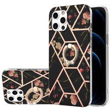Load image into Gallery viewer, Electroplating Splicing Marble Flower Pattern TPU Shockproof Case with Rhinestone Ring Holder, For iPhone 13 mini, For iPhone 13, For iPhone 13 Pro, For iPhone 13 Pro Max, For iPhone 12 mini, For iPhone 12 / 12 Pro, For iPhone 12 Pro Max, For iPhone 11...