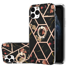 Load image into Gallery viewer, Electroplating Splicing Marble Flower Pattern TPU Shockproof Case with Rhinestone Ring Holder, For iPhone 13 mini, For iPhone 13, For iPhone 13 Pro, For iPhone 13 Pro Max, For iPhone 12 mini, For iPhone 12 / 12 Pro, For iPhone 12 Pro Max, For iPhone 11...