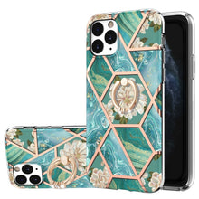 Load image into Gallery viewer, Electroplating Splicing Marble Flower Pattern TPU Shockproof Case with Rhinestone Ring Holder, For iPhone 13 mini, For iPhone 13, For iPhone 13 Pro, For iPhone 13 Pro Max, For iPhone 12 mini, For iPhone 12 / 12 Pro, For iPhone 12 Pro Max, For iPhone 11...