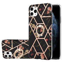 Load image into Gallery viewer, Electroplating Splicing Marble Flower Pattern TPU Shockproof Case with Rhinestone Ring Holder, For iPhone 13 mini, For iPhone 13, For iPhone 13 Pro, For iPhone 13 Pro Max, For iPhone 12 mini, For iPhone 12 / 12 Pro, For iPhone 12 Pro Max, For iPhone 11...