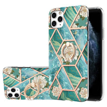 Load image into Gallery viewer, Electroplating Splicing Marble Flower Pattern TPU Shockproof Case with Rhinestone Ring Holder, For iPhone 13 mini, For iPhone 13, For iPhone 13 Pro, For iPhone 13 Pro Max, For iPhone 12 mini, For iPhone 12 / 12 Pro, For iPhone 12 Pro Max, For iPhone 11...