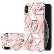 Load image into Gallery viewer, Electroplating Splicing Marble Flower Pattern TPU Shockproof Case with Rhinestone Ring Holder, For iPhone 13 mini, For iPhone 13, For iPhone 13 Pro, For iPhone 13 Pro Max, For iPhone 12 mini, For iPhone 12 / 12 Pro, For iPhone 12 Pro Max, For iPhone 11...