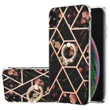 Load image into Gallery viewer, Electroplating Splicing Marble Flower Pattern TPU Shockproof Case with Rhinestone Ring Holder, For iPhone 13 mini, For iPhone 13, For iPhone 13 Pro, For iPhone 13 Pro Max, For iPhone 12 mini, For iPhone 12 / 12 Pro, For iPhone 12 Pro Max, For iPhone 11...
