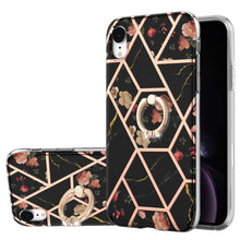 Load image into Gallery viewer, Electroplating Splicing Marble Flower Pattern TPU Shockproof Case with Rhinestone Ring Holder, For iPhone 13 mini, For iPhone 13, For iPhone 13 Pro, For iPhone 13 Pro Max, For iPhone 12 mini, For iPhone 12 / 12 Pro, For iPhone 12 Pro Max, For iPhone 11...
