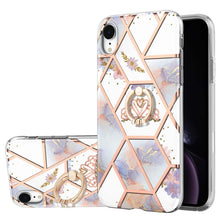 Load image into Gallery viewer, Electroplating Splicing Marble Flower Pattern TPU Shockproof Case with Rhinestone Ring Holder, For iPhone 13 mini, For iPhone 13, For iPhone 13 Pro, For iPhone 13 Pro Max, For iPhone 12 mini, For iPhone 12 / 12 Pro, For iPhone 12 Pro Max, For iPhone 11...