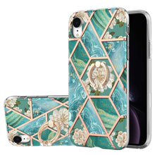 Load image into Gallery viewer, Electroplating Splicing Marble Flower Pattern TPU Shockproof Case with Rhinestone Ring Holder, For iPhone 13 mini, For iPhone 13, For iPhone 13 Pro, For iPhone 13 Pro Max, For iPhone 12 mini, For iPhone 12 / 12 Pro, For iPhone 12 Pro Max, For iPhone 11...