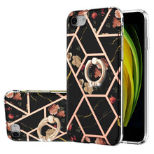 Load image into Gallery viewer, Electroplating Splicing Marble Flower Pattern TPU Shockproof Case with Rhinestone Ring Holder, For iPhone XS Max, For iPhone SE 2022 / SE 2020 / 7 / 8, For iPhone 7 Plus / 8 Plus