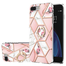 Load image into Gallery viewer, Electroplating Splicing Marble Flower Pattern TPU Shockproof Case with Rhinestone Ring Holder, For iPhone XS Max, For iPhone SE 2022 / SE 2020 / 7 / 8, For iPhone 7 Plus / 8 Plus