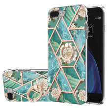 Load image into Gallery viewer, Electroplating Splicing Marble Flower Pattern TPU Shockproof Case with Rhinestone Ring Holder, For iPhone XS Max, For iPhone SE 2022 / SE 2020 / 7 / 8, For iPhone 7 Plus / 8 Plus