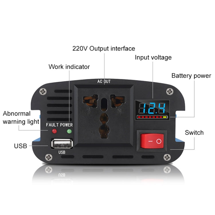 Carmaer 1200W Car Smart Multi-function Digital Display Inverter Household Power Converter, 12V to 220V 1200W, 24V to 220V 1200W, 36V to 220V 1200W, 48V to 220V 1200W, 60V to 220V