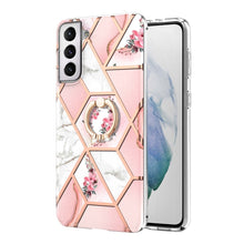 Load image into Gallery viewer, Electroplating Splicing Marble Flower Pattern TPU Shockproof Case with Rhinestone Ring Holder, For Samsung Galaxy S21  5G, For Samsung Galaxy S21+  5G, For Samsung Galaxy S21 Ultra 5G, For Samsung Galaxy S21 FE, For Samsung Galaxy S20                  ...