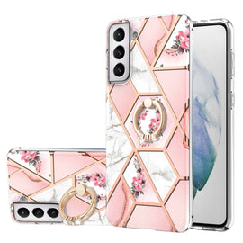 Electroplating Splicing Marble Flower Pattern TPU Shockproof Case with Rhinestone Ring Holder, For Samsung Galaxy S21  5G, For Samsung Galaxy S21+  5G, For Samsung Galaxy S21 Ultra 5G, For Samsung Galaxy S21 FE, For Samsung Galaxy S20                  ...