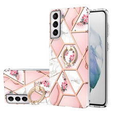 Load image into Gallery viewer, Electroplating Splicing Marble Flower Pattern TPU Shockproof Case with Rhinestone Ring Holder, For Samsung Galaxy S21  5G, For Samsung Galaxy S21+  5G, For Samsung Galaxy S21 Ultra 5G, For Samsung Galaxy S21 FE, For Samsung Galaxy S20                  ...