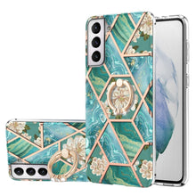 Load image into Gallery viewer, Electroplating Splicing Marble Flower Pattern TPU Shockproof Case with Rhinestone Ring Holder, For Samsung Galaxy S21  5G, For Samsung Galaxy S21+  5G, For Samsung Galaxy S21 Ultra 5G, For Samsung Galaxy S21 FE, For Samsung Galaxy S20                  ...