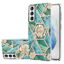 Load image into Gallery viewer, Electroplating Splicing Marble Flower Pattern TPU Shockproof Case with Rhinestone Ring Holder, For Samsung Galaxy S21  5G, For Samsung Galaxy S21+  5G, For Samsung Galaxy S21 Ultra 5G, For Samsung Galaxy S21 FE, For Samsung Galaxy S20                  ...