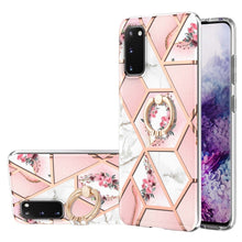 Load image into Gallery viewer, Electroplating Splicing Marble Flower Pattern TPU Shockproof Case with Rhinestone Ring Holder, For Samsung Galaxy S21  5G, For Samsung Galaxy S21+  5G, For Samsung Galaxy S21 Ultra 5G, For Samsung Galaxy S21 FE, For Samsung Galaxy S20                  ...