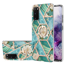 Load image into Gallery viewer, Electroplating Splicing Marble Flower Pattern TPU Shockproof Case with Rhinestone Ring Holder, For Samsung Galaxy S21  5G, For Samsung Galaxy S21+  5G, For Samsung Galaxy S21 Ultra 5G, For Samsung Galaxy S21 FE, For Samsung Galaxy S20                  ...