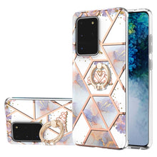 Load image into Gallery viewer, Electroplating Splicing Marble Flower Pattern TPU Shockproof Case with Rhinestone Ring Holder, For Samsung Galaxy S21  5G, For Samsung Galaxy S21+  5G, For Samsung Galaxy S21 Ultra 5G, For Samsung Galaxy S21 FE, For Samsung Galaxy S20                  ...