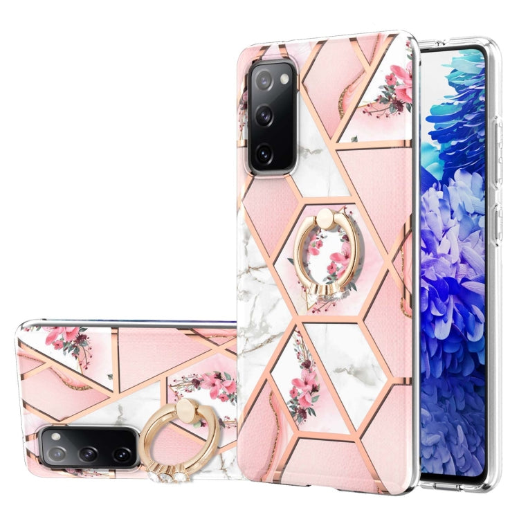 Electroplating Splicing Marble Flower Pattern TPU Shockproof Case with Rhinestone Ring Holder, For Samsung Galaxy S21  5G, For Samsung Galaxy S21+  5G, For Samsung Galaxy S21 Ultra 5G, For Samsung Galaxy S21 FE, For Samsung Galaxy S20                  ...