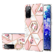Load image into Gallery viewer, Electroplating Splicing Marble Flower Pattern TPU Shockproof Case with Rhinestone Ring Holder, For Samsung Galaxy S21  5G, For Samsung Galaxy S21+  5G, For Samsung Galaxy S21 Ultra 5G, For Samsung Galaxy S21 FE, For Samsung Galaxy S20                  ...