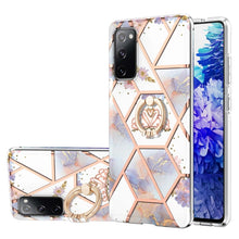 Load image into Gallery viewer, Electroplating Splicing Marble Flower Pattern TPU Shockproof Case with Rhinestone Ring Holder, For Samsung Galaxy S21  5G, For Samsung Galaxy S21+  5G, For Samsung Galaxy S21 Ultra 5G, For Samsung Galaxy S21 FE, For Samsung Galaxy S20                  ...