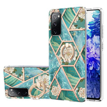 Load image into Gallery viewer, Electroplating Splicing Marble Flower Pattern TPU Shockproof Case with Rhinestone Ring Holder, For Samsung Galaxy S21  5G, For Samsung Galaxy S21+  5G, For Samsung Galaxy S21 Ultra 5G, For Samsung Galaxy S21 FE, For Samsung Galaxy S20                  ...
