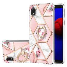 Load image into Gallery viewer, Electroplating Splicing Marble Flower Pattern TPU Shockproof Case with Rhinestone Ring Holder, For Samsung Galaxy S21  5G, For Samsung Galaxy S21+  5G, For Samsung Galaxy S21 Ultra 5G, For Samsung Galaxy S21 FE, For Samsung Galaxy S20                  ...