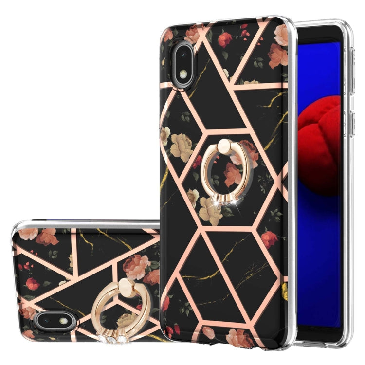 Electroplating Splicing Marble Flower Pattern TPU Shockproof Case with Rhinestone Ring Holder, For Samsung Galaxy S21  5G, For Samsung Galaxy S21+  5G, For Samsung Galaxy S21 Ultra 5G, For Samsung Galaxy S21 FE, For Samsung Galaxy S20                  ...