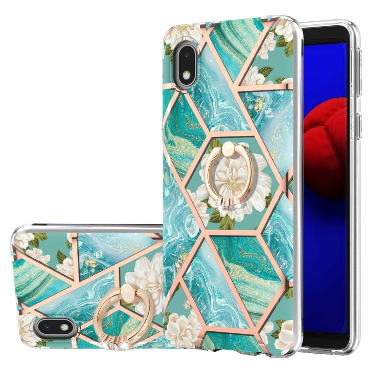 Electroplating Splicing Marble Flower Pattern TPU Shockproof Case with Rhinestone Ring Holder, For Samsung Galaxy S21  5G, For Samsung Galaxy S21+  5G, For Samsung Galaxy S21 Ultra 5G, For Samsung Galaxy S21 FE, For Samsung Galaxy S20                  ...