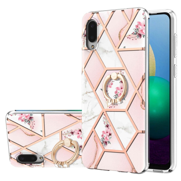 Electroplating Splicing Marble Flower Pattern TPU Shockproof Case with Rhinestone Ring Holder, For Samsung Galaxy S21  5G, For Samsung Galaxy S21+  5G, For Samsung Galaxy S21 Ultra 5G, For Samsung Galaxy S21 FE, For Samsung Galaxy S20                  ...