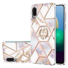 Load image into Gallery viewer, Electroplating Splicing Marble Flower Pattern TPU Shockproof Case with Rhinestone Ring Holder, For Samsung Galaxy S21  5G, For Samsung Galaxy S21+  5G, For Samsung Galaxy S21 Ultra 5G, For Samsung Galaxy S21 FE, For Samsung Galaxy S20                  ...