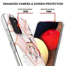 Load image into Gallery viewer, Electroplating Splicing Marble Flower Pattern TPU Shockproof Case with Rhinestone Ring Holder, For Samsung Galaxy A02s 164mm, For Samsung Galaxy A02S 166mm, For Samsung Galaxy A12 5G/F12/M12, For Samsung Galaxy A21s, For Samsung Galaxy A22 4G EU Versio...