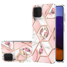 Load image into Gallery viewer, Electroplating Splicing Marble Flower Pattern TPU Shockproof Case with Rhinestone Ring Holder, For Samsung Galaxy A02s 164mm, For Samsung Galaxy A02S 166mm, For Samsung Galaxy A12 5G/F12/M12, For Samsung Galaxy A21s, For Samsung Galaxy A22 4G EU Versio...