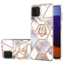 Load image into Gallery viewer, Electroplating Splicing Marble Flower Pattern TPU Shockproof Case with Rhinestone Ring Holder, For Samsung Galaxy A02s 164mm, For Samsung Galaxy A02S 166mm, For Samsung Galaxy A12 5G/F12/M12, For Samsung Galaxy A21s, For Samsung Galaxy A22 4G EU Versio...
