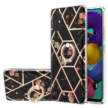 Load image into Gallery viewer, Electroplating Splicing Marble Flower Pattern TPU Shockproof Case with Rhinestone Ring Holder, For Samsung Galaxy A02s 164mm, For Samsung Galaxy A02S 166mm, For Samsung Galaxy A12 5G/F12/M12, For Samsung Galaxy A21s, For Samsung Galaxy A22 4G EU Versio...