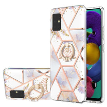 Load image into Gallery viewer, Electroplating Splicing Marble Flower Pattern TPU Shockproof Case with Rhinestone Ring Holder, For Samsung Galaxy A02s 164mm, For Samsung Galaxy A02S 166mm, For Samsung Galaxy A12 5G/F12/M12, For Samsung Galaxy A21s, For Samsung Galaxy A22 4G EU Versio...
