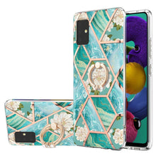 Load image into Gallery viewer, Electroplating Splicing Marble Flower Pattern TPU Shockproof Case with Rhinestone Ring Holder, For Samsung Galaxy A02s 164mm, For Samsung Galaxy A02S 166mm, For Samsung Galaxy A12 5G/F12/M12, For Samsung Galaxy A21s, For Samsung Galaxy A22 4G EU Versio...