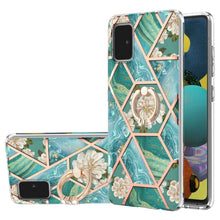 Load image into Gallery viewer, Electroplating Splicing Marble Flower Pattern TPU Shockproof Case with Rhinestone Ring Holder, For Samsung Galaxy A02s 164mm, For Samsung Galaxy A02S 166mm, For Samsung Galaxy A12 5G/F12/M12, For Samsung Galaxy A21s, For Samsung Galaxy A22 4G EU Versio...