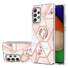 Load image into Gallery viewer, Electroplating Splicing Marble Flower Pattern TPU Shockproof Case with Rhinestone Ring Holder, For Samsung Galaxy A02s 164mm, For Samsung Galaxy A02S 166mm, For Samsung Galaxy A12 5G/F12/M12, For Samsung Galaxy A21s, For Samsung Galaxy A22 4G EU Versio...