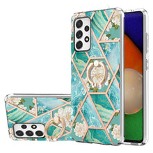 Load image into Gallery viewer, Electroplating Splicing Marble Flower Pattern TPU Shockproof Case with Rhinestone Ring Holder, For Samsung Galaxy A02s 164mm, For Samsung Galaxy A02S 166mm, For Samsung Galaxy A12 5G/F12/M12, For Samsung Galaxy A21s, For Samsung Galaxy A22 4G EU Versio...
