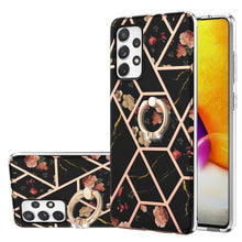 Load image into Gallery viewer, Electroplating Splicing Marble Flower Pattern TPU Shockproof Case with Rhinestone Ring Holder, For Samsung Galaxy A02s 164mm, For Samsung Galaxy A02S 166mm, For Samsung Galaxy A12 5G/F12/M12, For Samsung Galaxy A21s, For Samsung Galaxy A22 4G EU Versio...