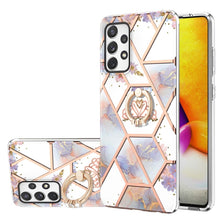 Load image into Gallery viewer, Electroplating Splicing Marble Flower Pattern TPU Shockproof Case with Rhinestone Ring Holder, For Samsung Galaxy A02s 164mm, For Samsung Galaxy A02S 166mm, For Samsung Galaxy A12 5G/F12/M12, For Samsung Galaxy A21s, For Samsung Galaxy A22 4G EU Versio...